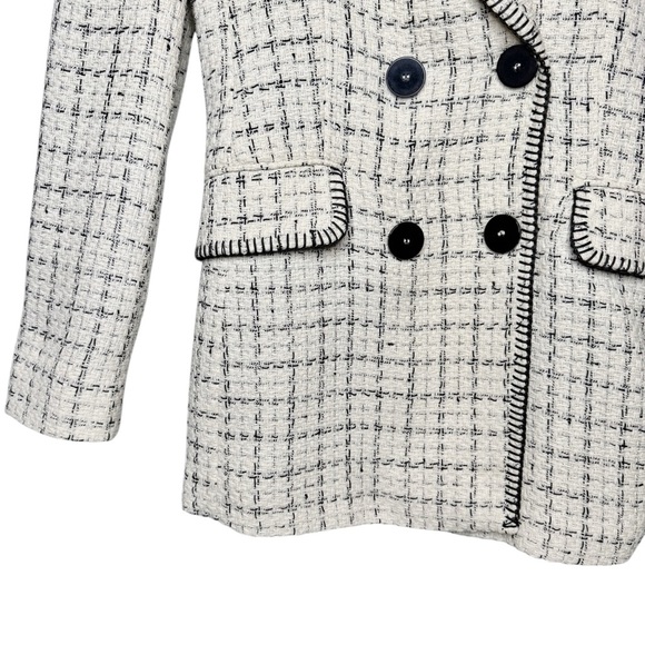 Zara Blogger Favorite Ivory Double Breasted Women’s Lady Blazer Sz S - Picture 7 of 13